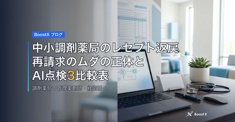 中小調剤薬局のレセプト返戻|再請求のムダの正体とAI点検3比較表 アイキャッチ