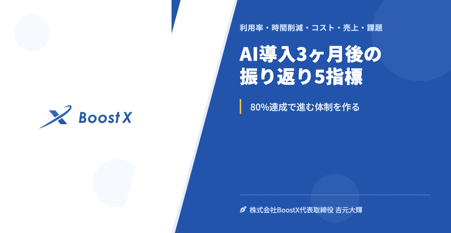 AI導入3ヶ月後の振り返り5指標 - 利用率・時間削減・コスト・売上・課題 - 株式会社BoostX