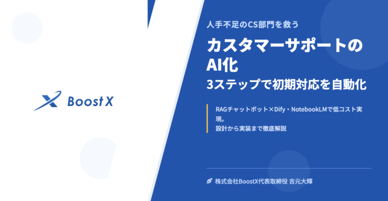 カスタマーサポートのAI化|3ステップで初期対応を自動化 - 人手不足のCS部門を救う - 株式会社BoostX