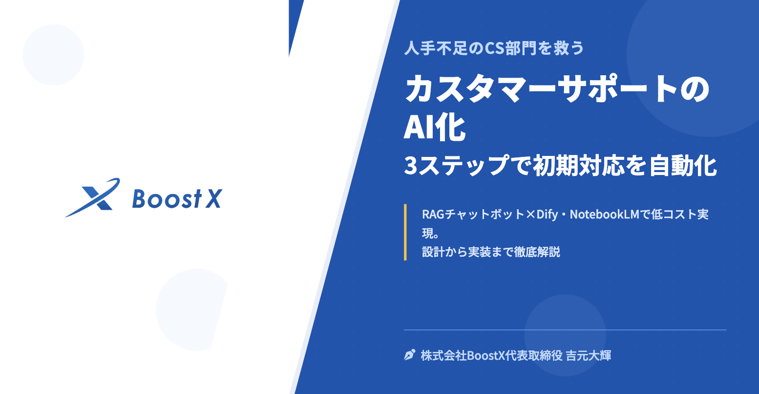 カスタマーサポートのAI化｜3ステップで初期対応を自動化 - 人手不足のCS部門を救う - 株式会社BoostX