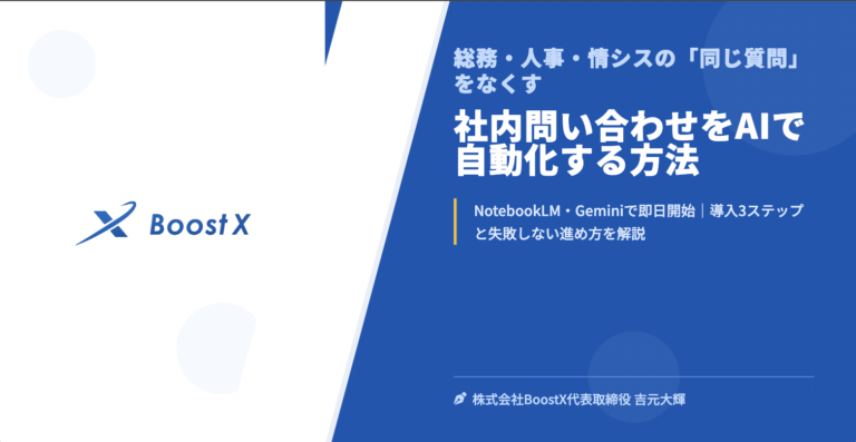 社内問い合わせをAIで自動化する方法 - 総務・人事・情シスの「同じ質問」をなくす - 株式会社BoostX