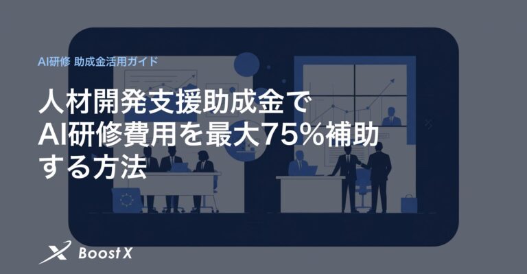 人材開発支援助成金でAI研修費用を最大75%補助する方法｜最大75%OFFで導入できる方法のイラスト