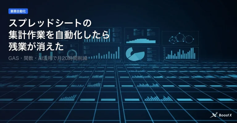 スプレッドシート集計作業の自動化で残業削減するイメージ画像