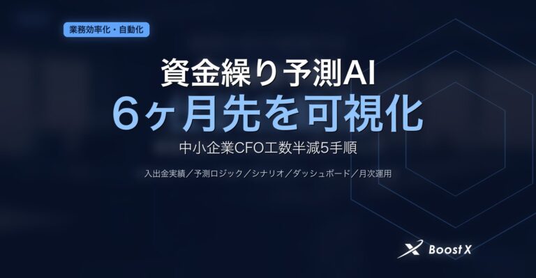 資金繰り予測AIで6ヶ月先のキャッシュフローを可視化し中小企業CFOの工数を半減する5手順を整理したアイキャッチ画像