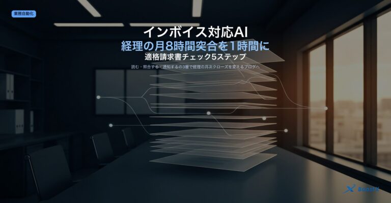 インボイス対応AIで経理の月8時間突合を月1時間以下まで圧縮する適格請求書自動チェック5ステップのアイキャッチ