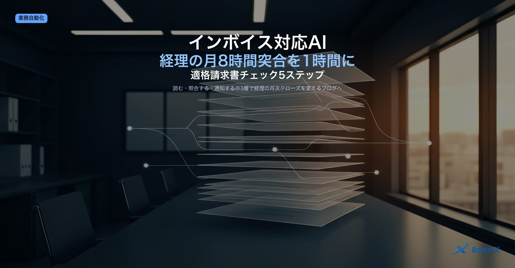 インボイス対応AIで経理の月8時間突合を月1時間以下まで圧縮する適格請求書自動チェック5ステップのアイキャッチ