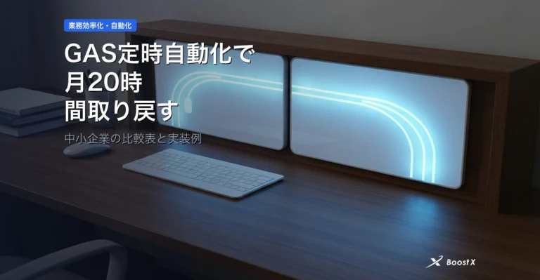 GAS定時自動化で月20時間取り戻す｜中小企業の比較表と実装例 アイキャッチ