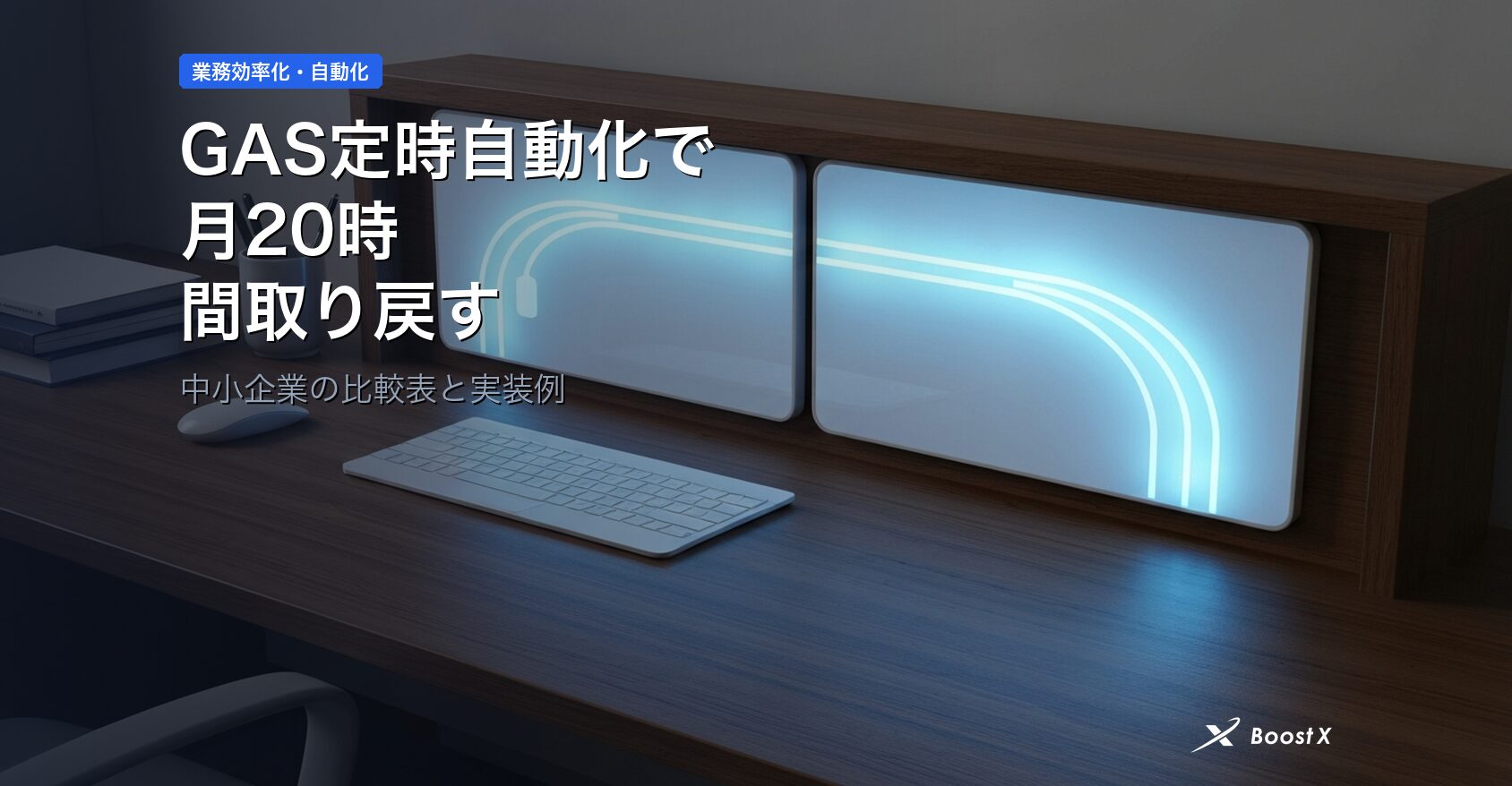 GAS定時自動化で月20時間取り戻す｜中小企業の比較表と実装例 アイキャッチ