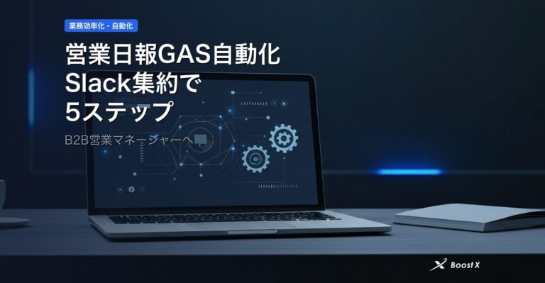 営業日報GAS自動化｜Slack集約で営業マネ月5時間減らす5ステップ アイキャッチ