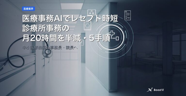 医療事務AIでレセプト時短｜診療所事務の月20時間を半減する5手順 アイキャッチ