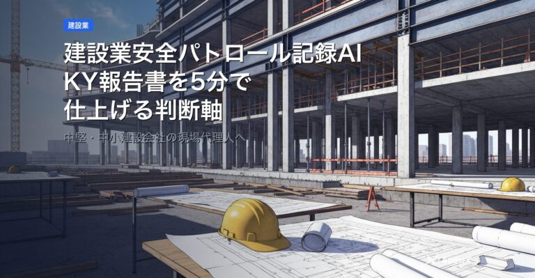 建設業安全パトロール記録AI｜KY報告書を5分で仕上げる判断軸 アイキャッチ