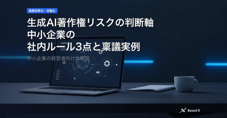 生成AI著作権リスクの判断軸｜中小企業の社内ルール3点と稟議実例 アイキャッチ