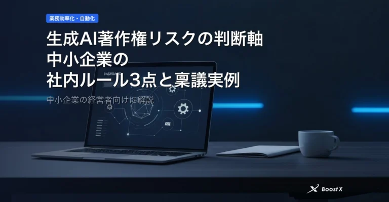 生成AI著作権リスクの判断軸|中小企業の社内ルール3点と稟議実例 アイキャッチ
