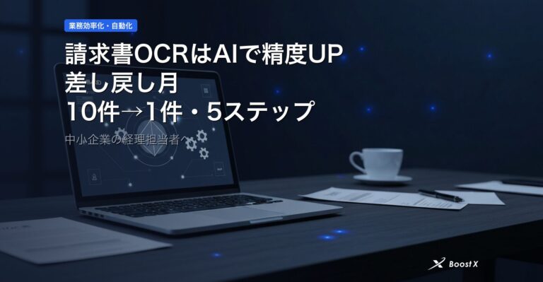 請求書OCRはAIで精度UP｜差し戻し月10件→1件にする5ステップ アイキャッチ