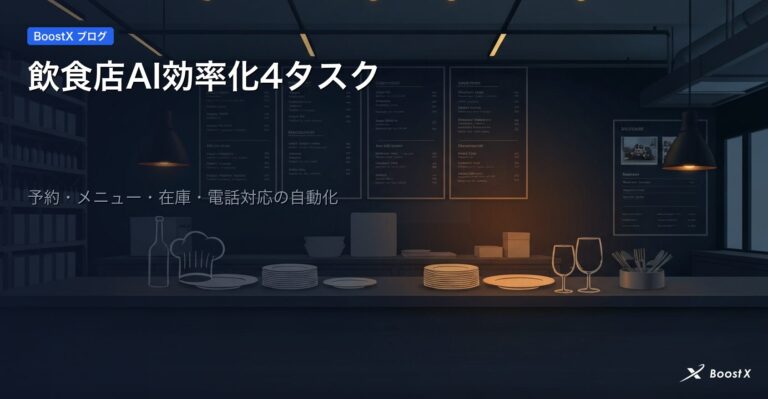 飲食店AI効率化4タスク｜予約・メニュー・在庫・電話対応の自動化 アイキャッチ