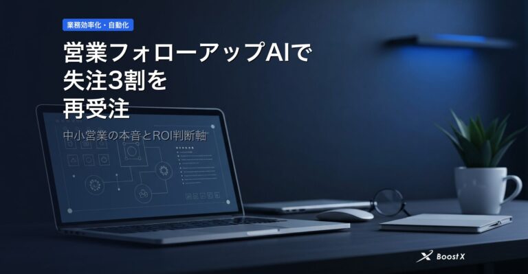 営業フォローアップAIで失注3割を再受注｜中小営業の本音とROI判断軸 アイキャッチ
