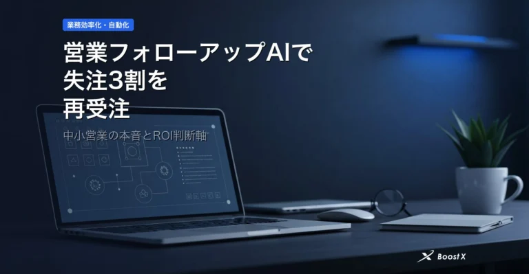 営業フォローアップAIで失注3割を再受注｜中小営業の本音とROI判断軸 アイキャッチ