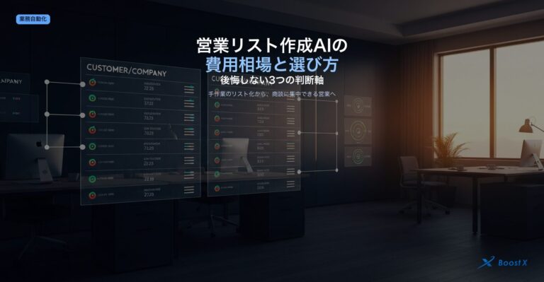 営業リスト作成AIの費用相場と後悔しない選び方3つの判断軸を解説するアイキャッチ