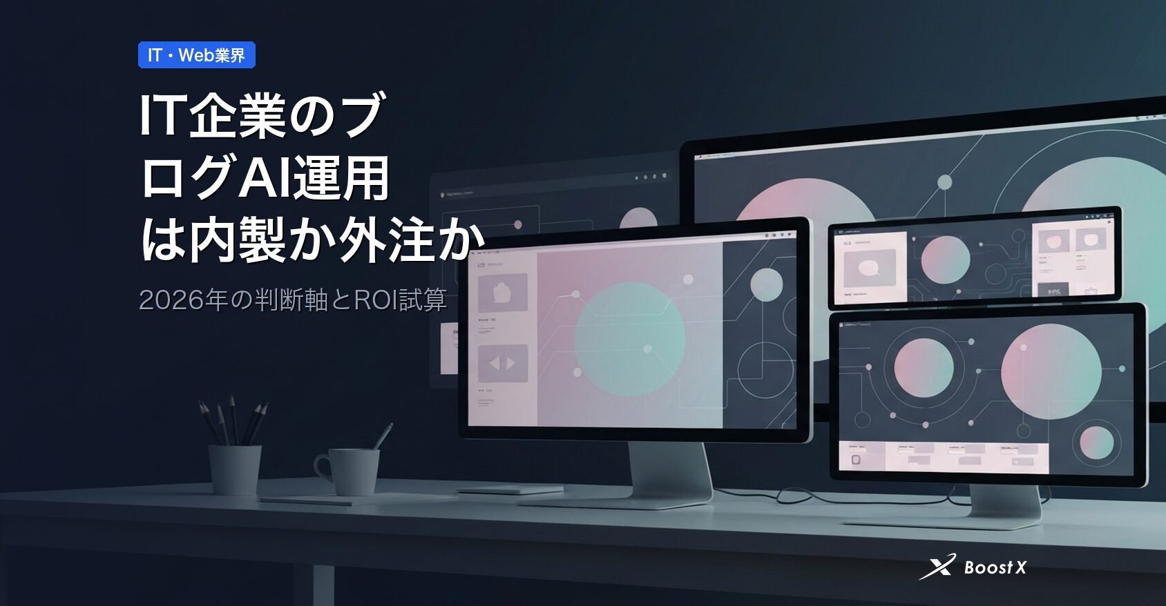 IT企業のブログAI運用は内製か外注か｜2026年の判断軸とROI試算 アイキャッチ