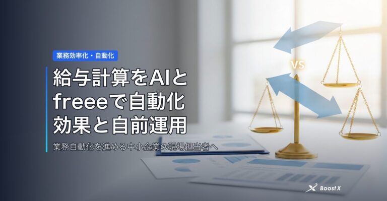 給与計算をAIとfreeeで自動化｜効果と自前運用の限界を比較表で解説 アイキャッチ