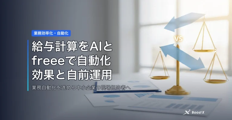 給与計算をAIとfreeeで自動化|効果と自前運用の限界を比較表で解説 アイキャッチ