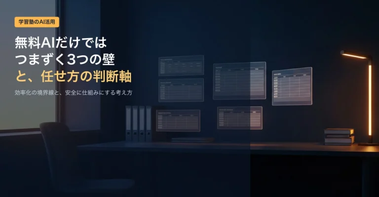 学習塾の効率化、無料AIだけでつまずく3つの壁と任せ方の判断軸