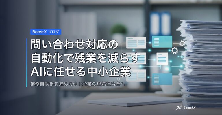 問い合わせ対応の自動化で残業を減らす｜AIに任せる中小企業の3領域 アイキャッチ