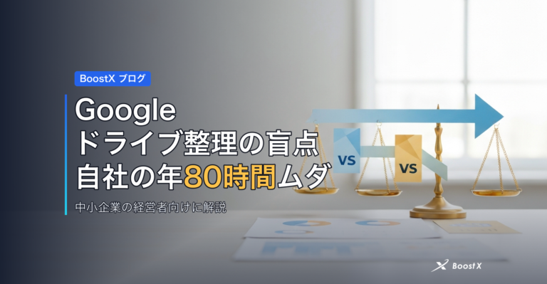 Googleドライブ整理の盲点｜自社の年80時間ムダとAI比較表 アイキャッチ