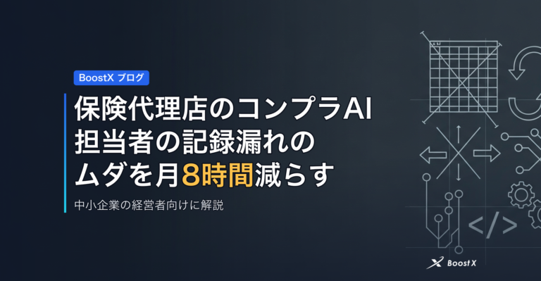 保険代理店のコンプラAI｜担当者の記録漏れのムダを月8時間減らす アイキャッチ