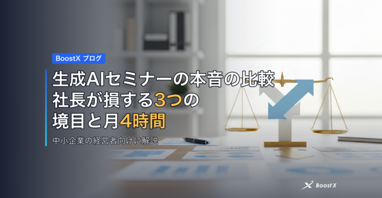 生成AIセミナーの本音の比較｜社長が損する3つの境目と月4時間 アイキャッチ