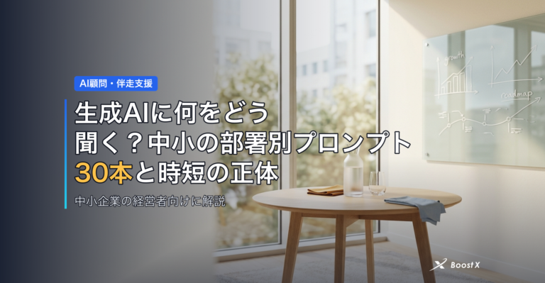 生成AIに何をどう聞く？中小の部署別プロンプト30本と時短の正体 アイキャッチ