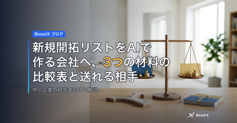 新規開拓リストをAIで作る会社へ、3つの材料の比較表と送れる相手 アイキャッチ