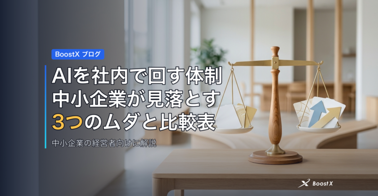 AIを社内で回す体制|中小企業が見落とす3つのムダと比較表 アイキャッチ