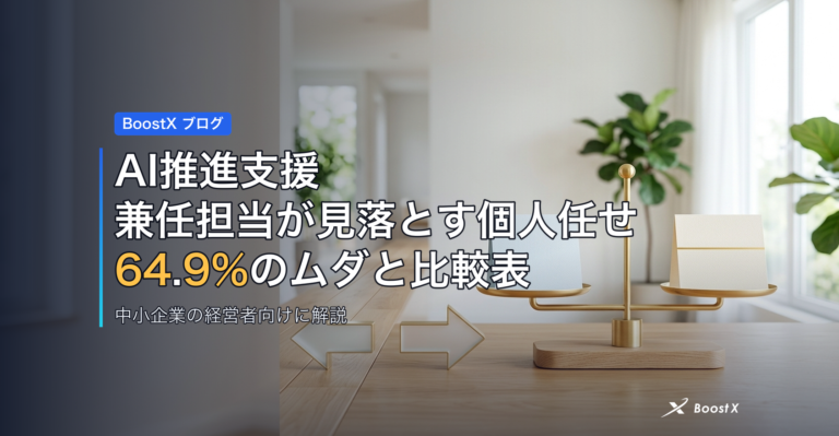 AI推進支援｜兼任担当が見落とす個人任せ64.9%のムダと比較表 アイキャッチ