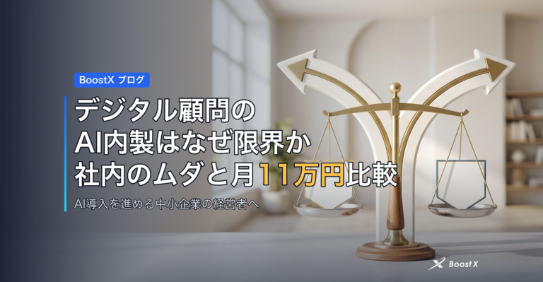 デジタル顧問のAI内製はなぜ限界か｜社内のムダと月11万円比較 アイキャッチ