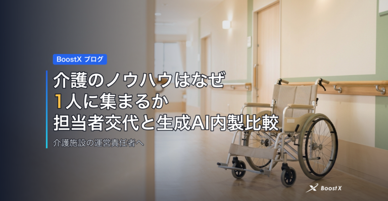 介護のノウハウはなぜ1人に集まるか|担当者交代と生成AI内製比較 アイキャッチ