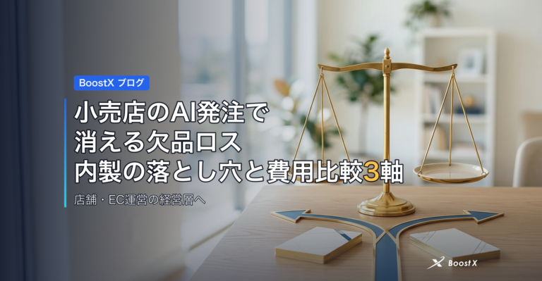 小売店のAI発注で消える欠品ロス｜内製の落とし穴と費用比較3軸 アイキャッチ