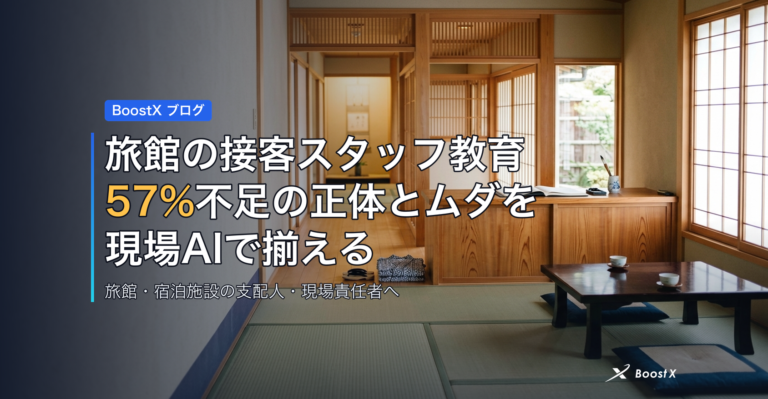 旅館の接客スタッフ教育、57%不足の正体とムダを現場AIで揃える アイキャッチ
