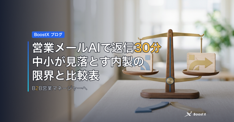 営業メールAIで返信30分｜中小が見落とす内製の限界と比較表 アイキャッチ